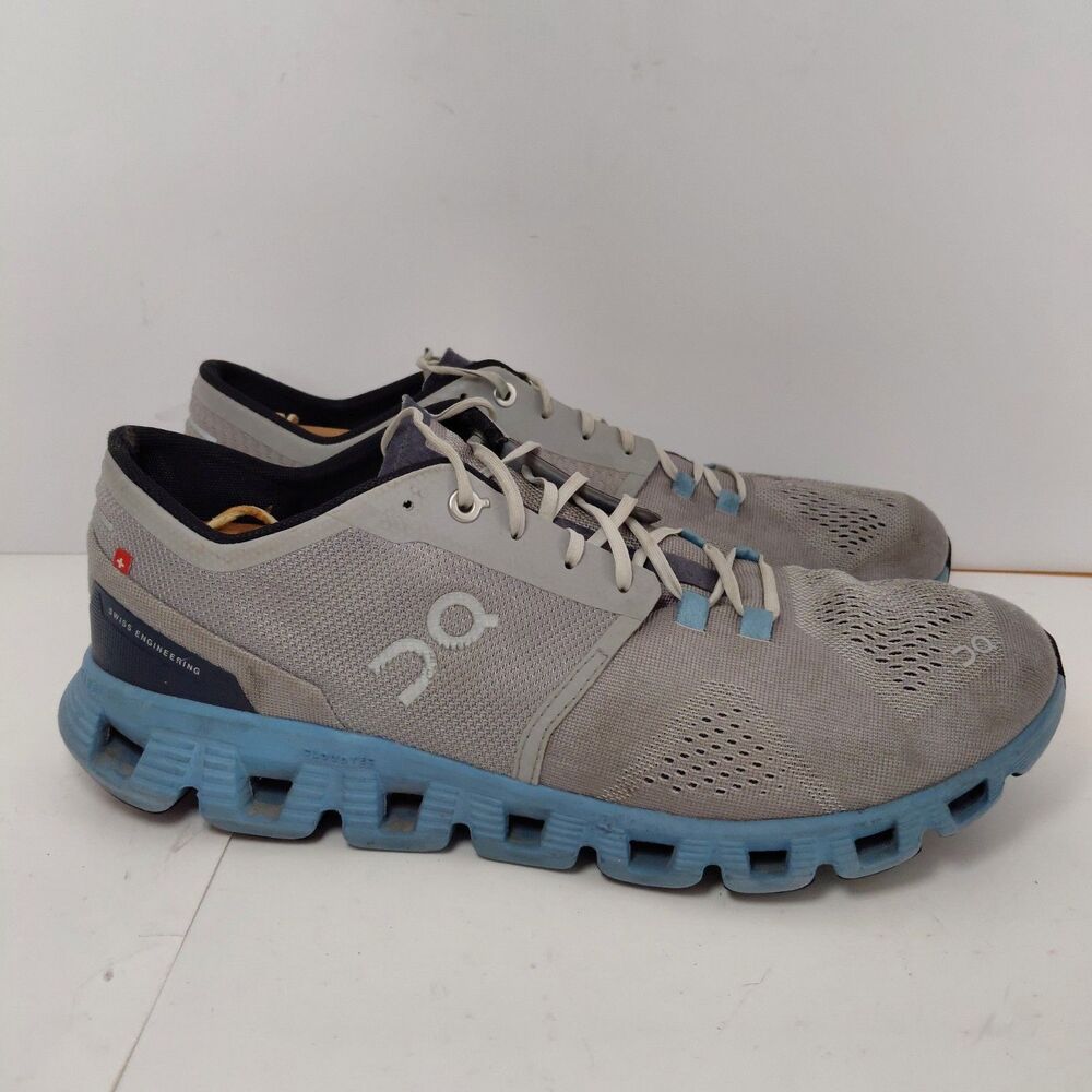 ON Cloud X 5 Running Sneakers Shoes Men's Size 10 Grey Blue Lace Up Low Top